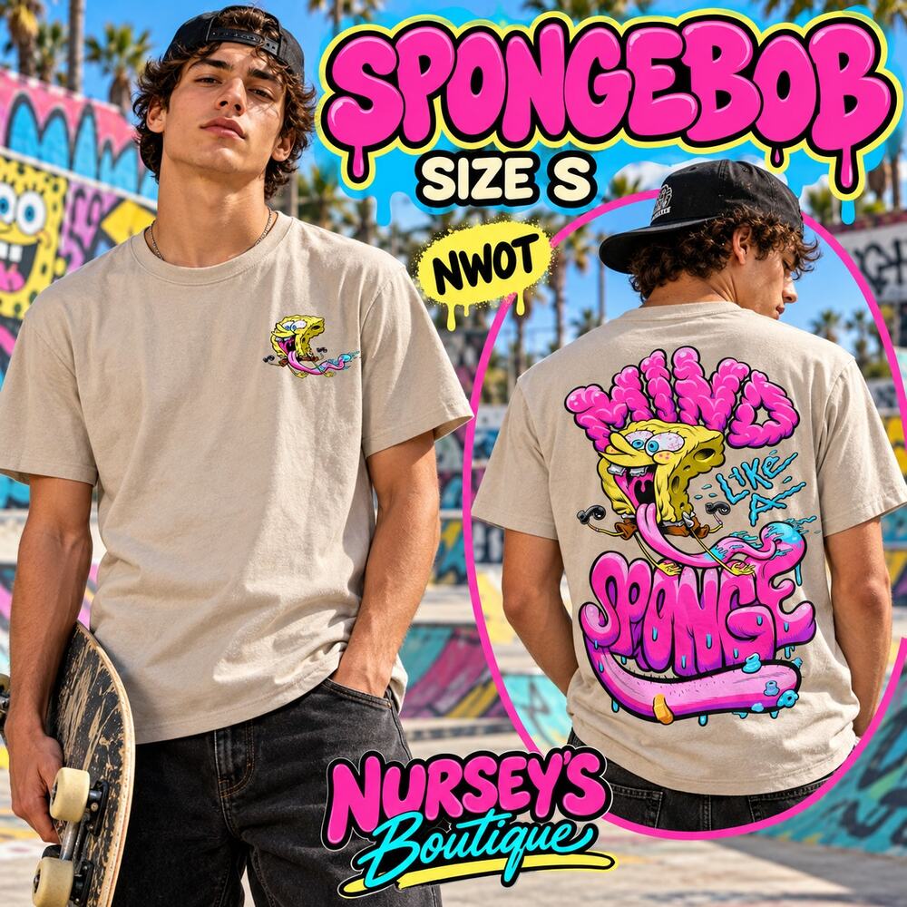 Nickelodeon SpongeBob Mind Like a Sponge Graphic Tee Beige Small